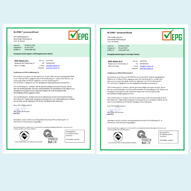 Certificaten BOA